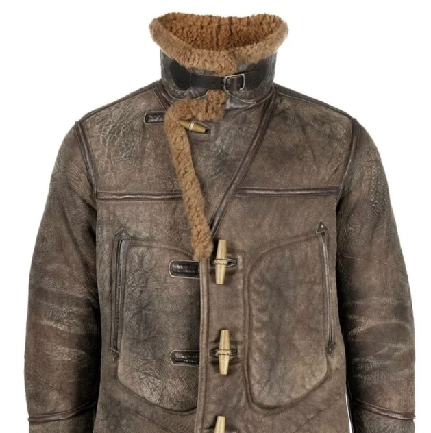 Handmade Men 1920s Battle Military Aviator winter Bomber Real Sheepskin Leather Jacket