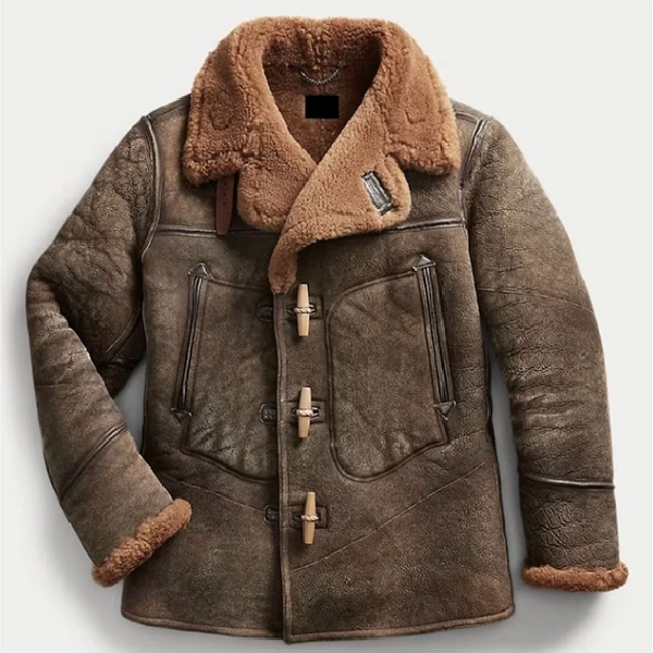 Handmade Men 1920s Battle Military Aviator winter Bomber Real Sheepskin Leather Jacket