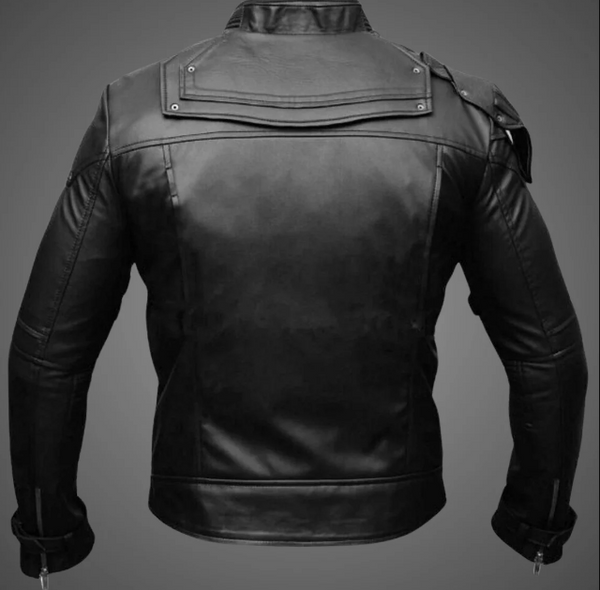 Men's Handmade Black Biker Genuine Soft High Class Leather Jacket-Men Real Lambskin Leather Jacket-Moto Vintage 80's Leather Zipper Jacket