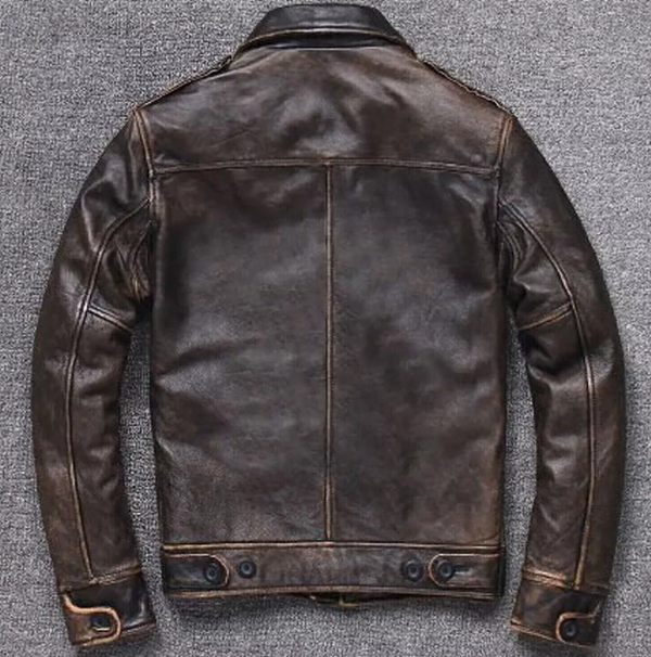 Handmade Men's Genuine Cowhide Leather Vintage A2 Bomber AIR Force Style Distressed Brown Real Leather Jacket