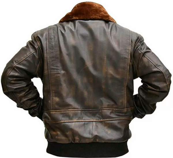 Handmade Flight Aviator Jacket - Distressed Brown Genuine Cowhide Leather Men Bomber Jacket