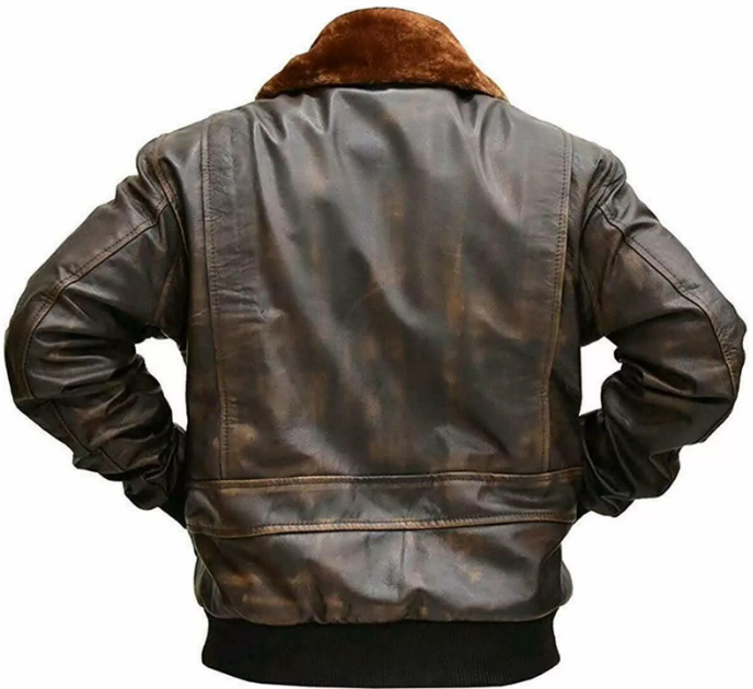 Handmade Flight Aviator Jacket - Distressed Brown Genuine Cowhide Leather Men Bomber Jacket