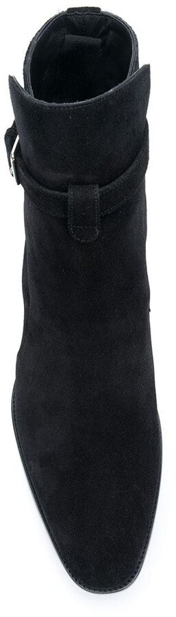 Handmade Men's Black Suede Leather Boots, Men Black Jodhpurs Leather Boot