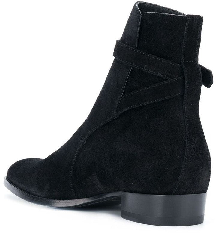 Handmade Men's Black Suede Leather Boots, Men Black Jodhpurs Leather Boot