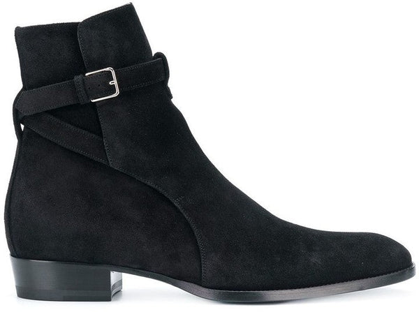 Handmade Men's Black Suede Leather Boots, Men Black Jodhpurs Leather Boot