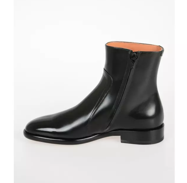 Handmade Men's Black Side Zipper Ankle Boots, Men Dress Boot, Men Zip Boot