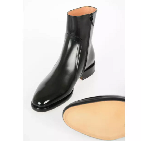 Handmade Men's Black Side Zipper Ankle Boots, Men Dress Boot, Men Zip Boot
