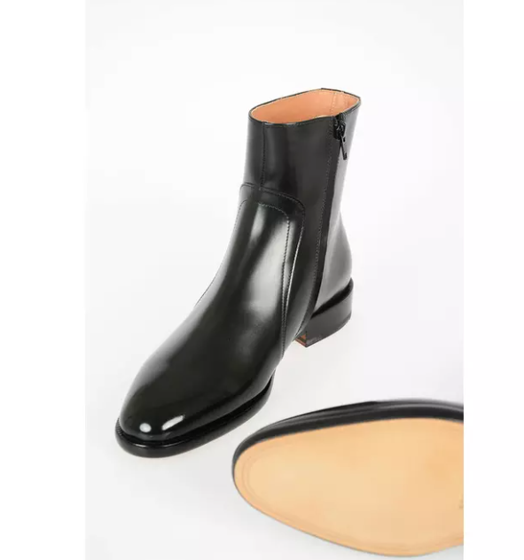 Handmade Men's Black Side Zipper Ankle Boots, Men Dress Boot, Men Zip Boot