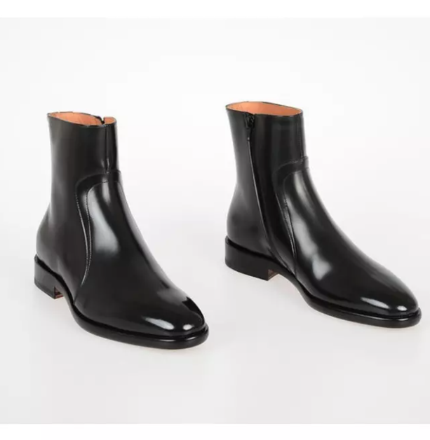 Handmade Men's Black Side Zipper Ankle Boots, Men Dress Boot, Men Zip Boot