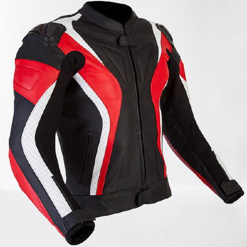 Black and Red Leather Biker Jacket, Motorcycle Brando Leather Jackets