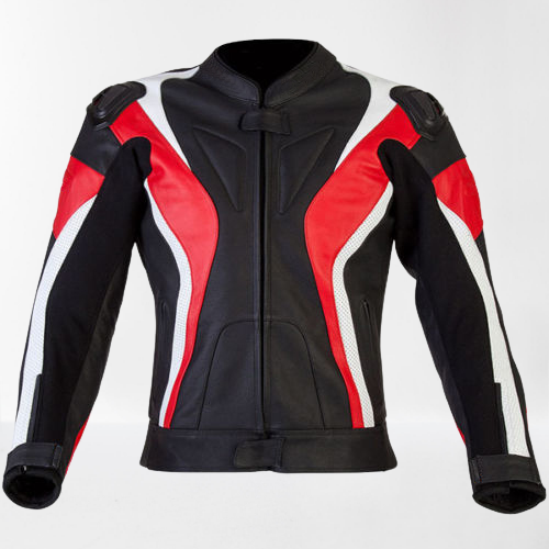 Black and Red Leather Biker Jacket, Motorcycle Brando Leather Jackets