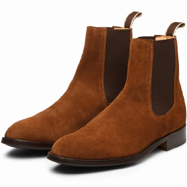 Handmade Men's Chelsea Boots - Brow Suede Leather Boots for Men