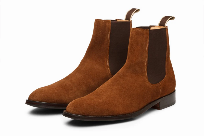 Handmade Men's Chelsea Boots - Brow Suede Leather Boots for Men