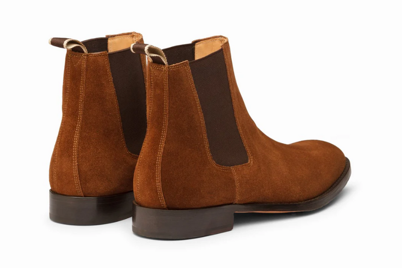 Handmade Men's Chelsea Boots - Brow Suede Leather Boots for Men