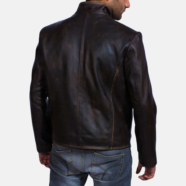 Handmade Men's Classic Brown Genuine Cowhide Leather Jacket – Stylish and Durable