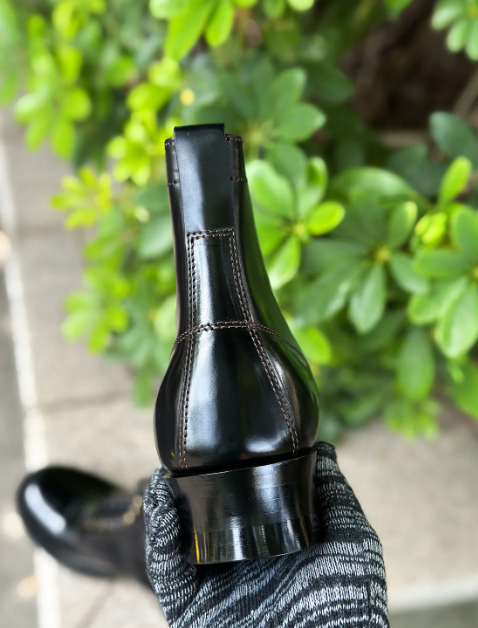 Handmade Men's Black Cap Toe Lace Up High Ankle Business Leather Dress Boots