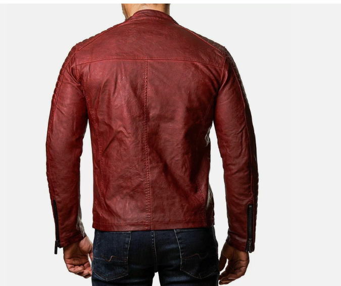 HANDMADE MENS VINTAGE CAFE RACER BLACK GENUINE LEATHER SLIM FIT REAL BIKER JACKET