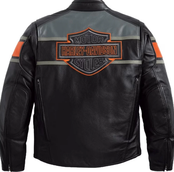 Handmade Harley Davidson Men's Classic Cruiser Jacket - Genuine Cowhide Leather Motorcycle Jacket