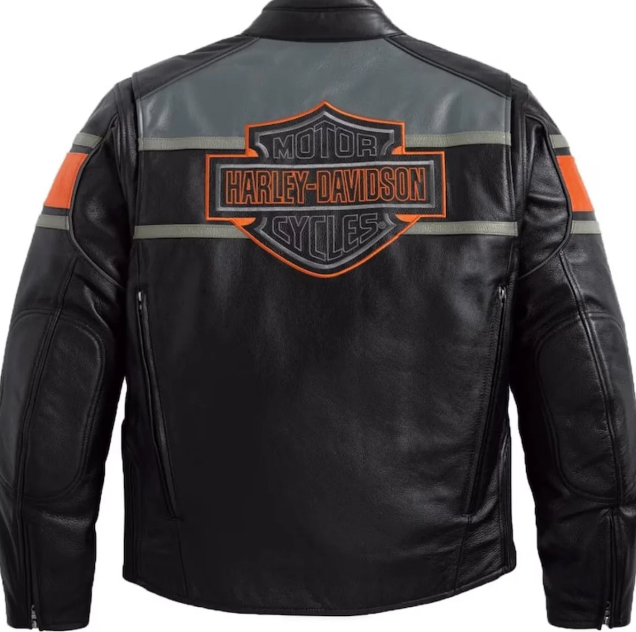 Handmade Harley Davidson Men's Classic Cruiser Jacket - Genuine Cowhide Leather Motorcycle Jacket