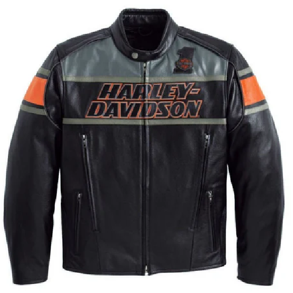 Handmade Harley Davidson Men's Classic Cruiser Jacket - Genuine Cowhide Leather Motorcycle Jacket
