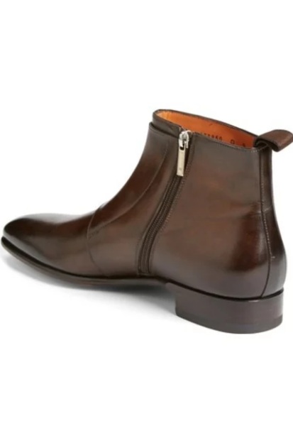 Handmade Men Brown Boots, Double Monk Strap Boot, Side Zipper Boots