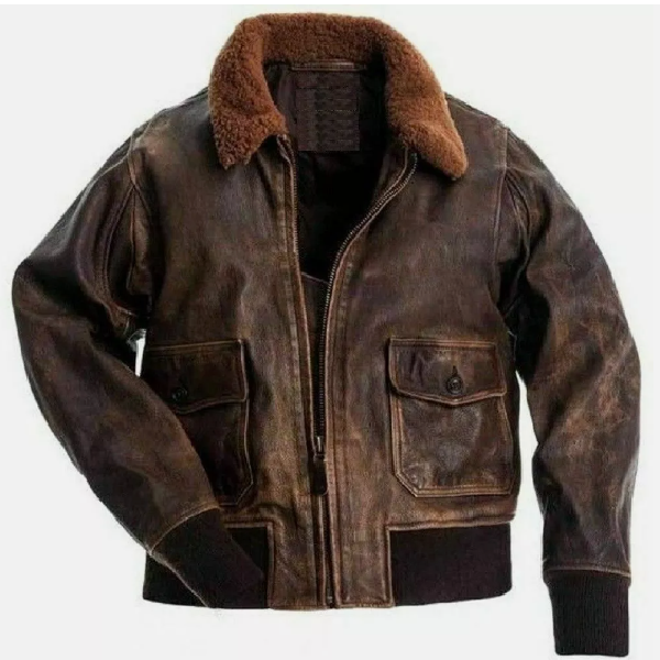Handmade Aviator Flight Jacket Distressed Brown Real Bomber Leather Jacket