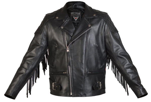 Diamond Fringed - Men's Real Leather Motorcycle Fashion Jacket with Fringes. Made in Premium Quality Cowhide