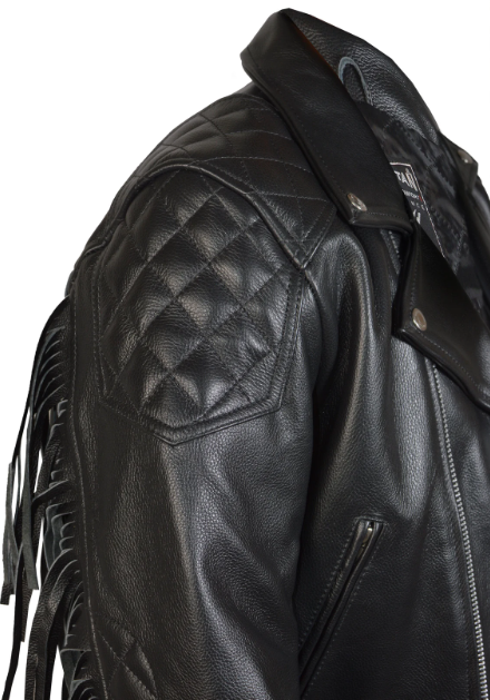 Diamond Fringed - Men's Real Leather Motorcycle Fashion Jacket with Fringes. Made in Premium Quality Cowhide