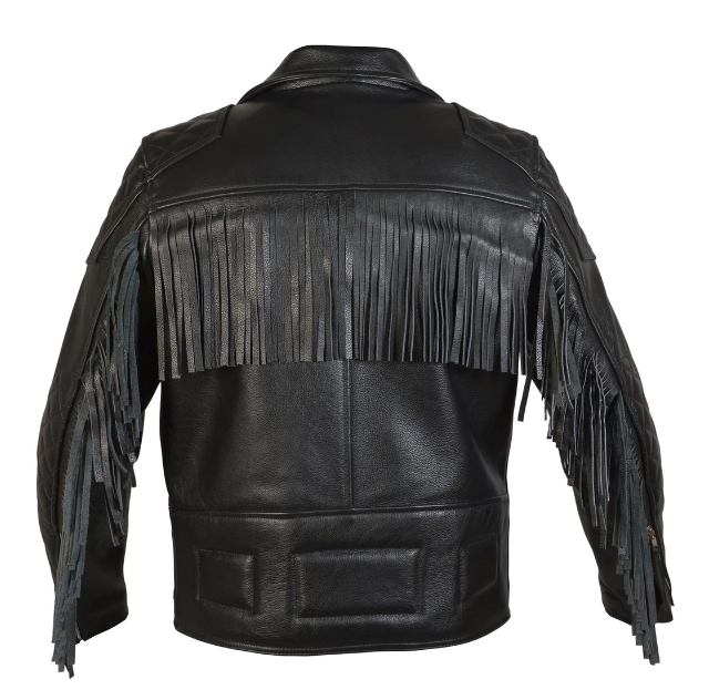 Diamond Fringed - Men's Real Leather Motorcycle Fashion Jacket with Fringes. Made in Premium Quality Cowhide
