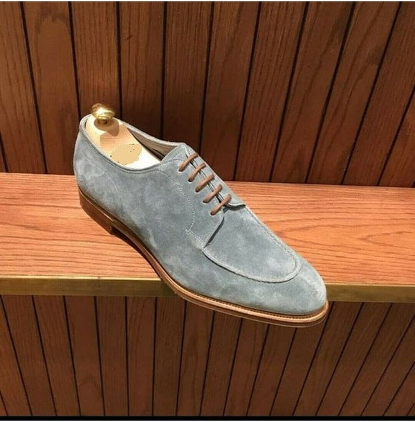 Handmade Gray Dress Shoes, Suede Leather Lace up Shoes, Business Dress Shoes