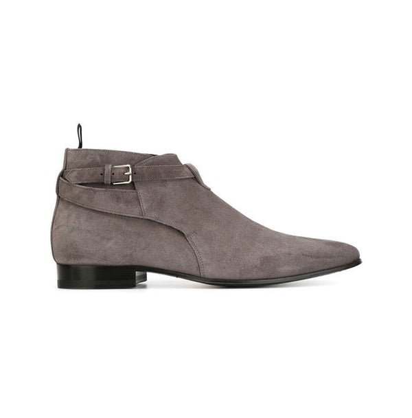 Handmade Men's Ankle Boots | Gray Suede Leather Boots For Men's | Goodyear Welted Craftsmanship