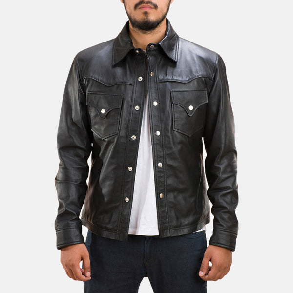 Handmade Men's Classic Black Genuine Cowhide Leather Jacket – Stylish and Durable