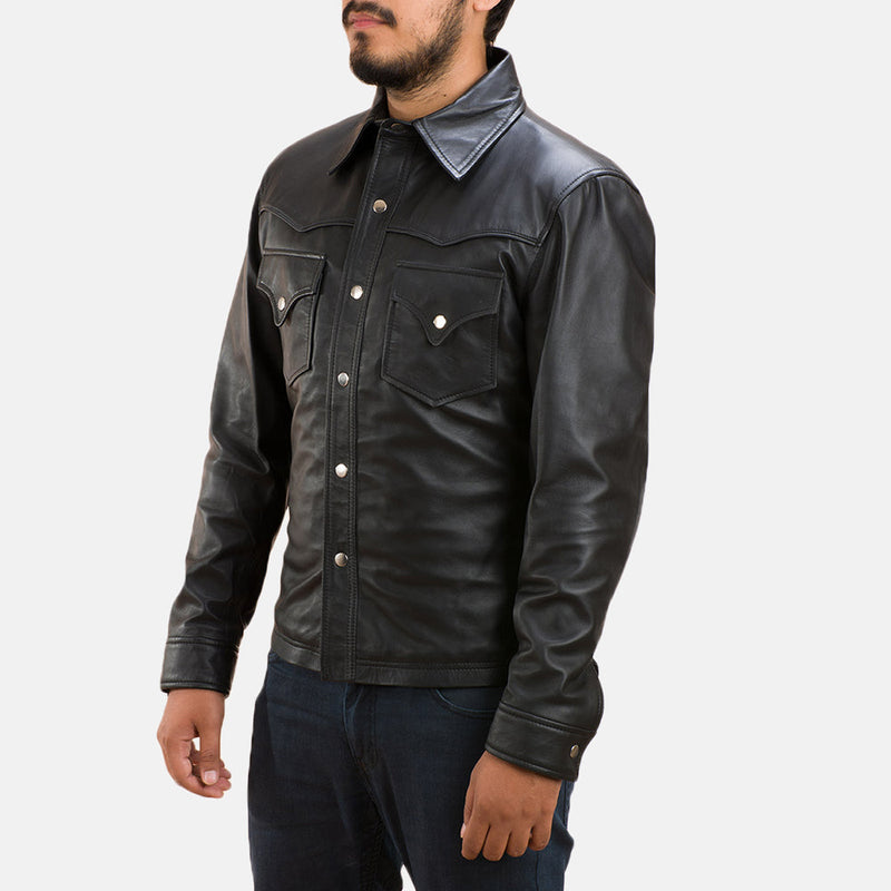 Handmade Men's Classic Black Genuine Cowhide Leather Jacket – Stylish and Durable