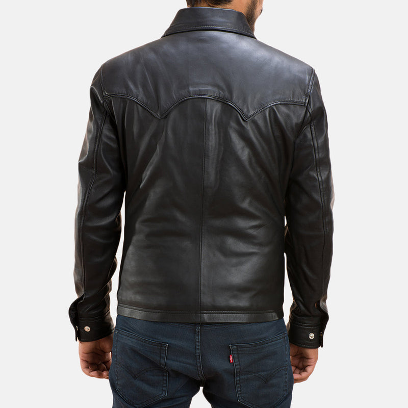 Handmade Men's Classic Black Genuine Cowhide Leather Jacket – Stylish and Durable