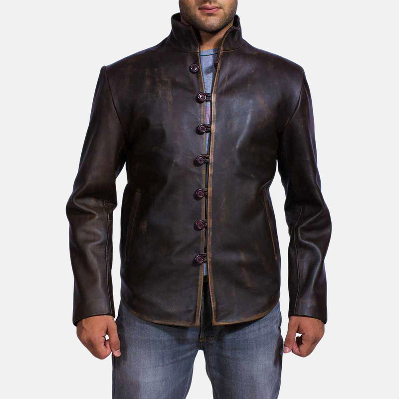Handmade Men's Classic Brown Genuine Cowhide Leather Jacket – Stylish and Durable