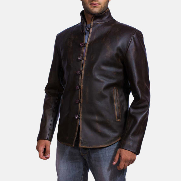 Handmade Men's Classic Brown Genuine Cowhide Leather Jacket – Stylish and Durable
