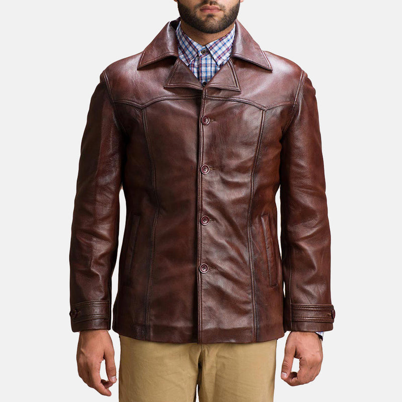 Handmade Vincent Alley Brown Leather Jacket for Men – Genuine Cowhide