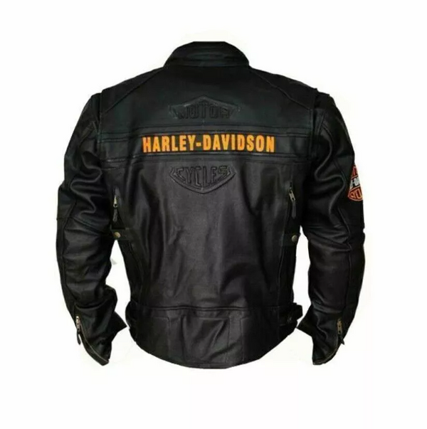 Handmade Harley Davidson Men's Vintage Biker Jacket - 100% Genuine Cowhide Leather Motorcycle Jacket