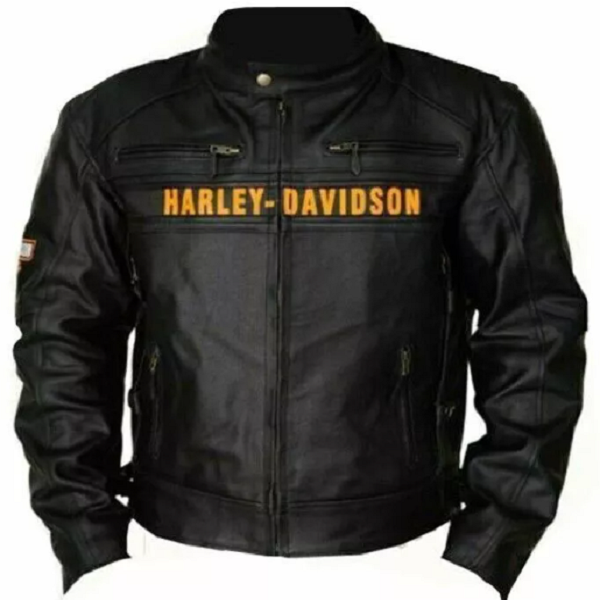 Handmade Harley Davidson Men's Vintage Biker Jacket - 100% Genuine Cowhide Leather Motorcycle Jacket
