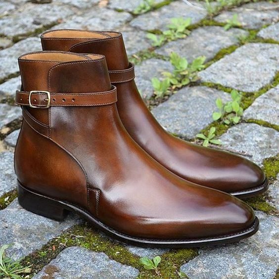 Handmade Men's Brown Leather Jodhpurs Boots, Men's Ankle High leather boots, Men boots
