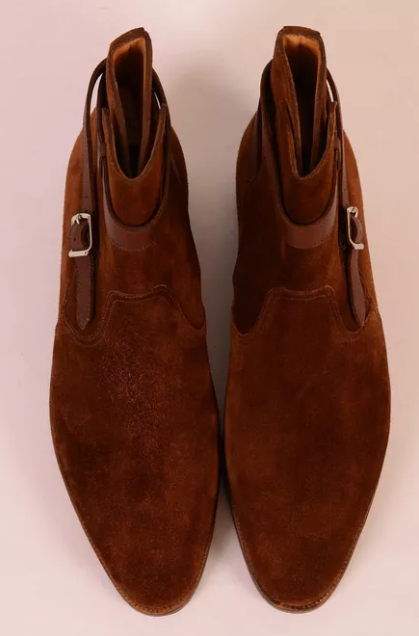 Handmade Brown Jodhpurs Boots, Men Brown Ankle Boots Suede Leather Boot