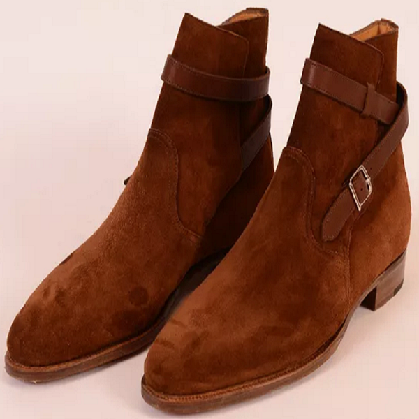 Handmade Brown Jodhpurs Boots, Men Brown Ankle Boots Suede Leather Boot