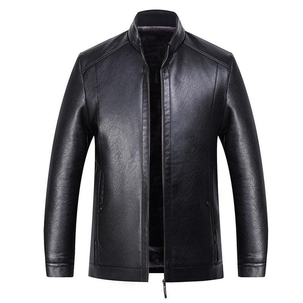 Leather Jacket Men's Sheep Leather Jacket Men's Casual Standing Collar Thickened Leather Jacket Middle-aged Winter New Men's Clothing