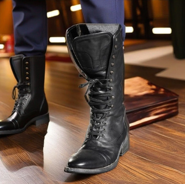 New Handmade Men's Style Superb Leather Boots Long Men Boot Leather