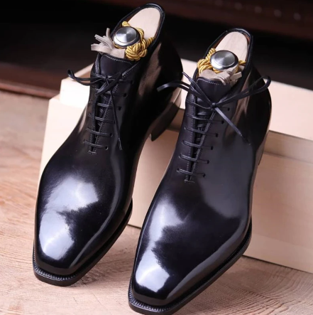 Handmade Men's Short Boots - Brown & Black Lace-up Square Toe Ankle Business Cowboy Boots Fashion Men's Zapatos Hombre