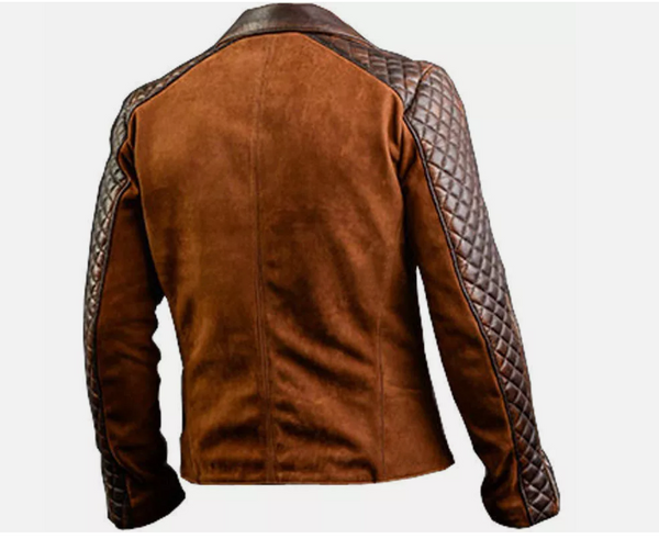 Handmade Men's Cafe Racer Stylish Biker Brown & Black New Distressed Real Leather Jacket