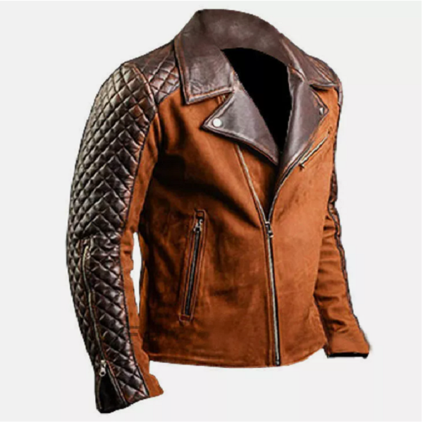 Handmade Men's Cafe Racer Stylish Biker Brown & Black New Distressed Real Leather Jacket