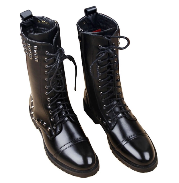 Punk Men's Rivet Studded Microfiber Boots | Stylish Gothic Footwear