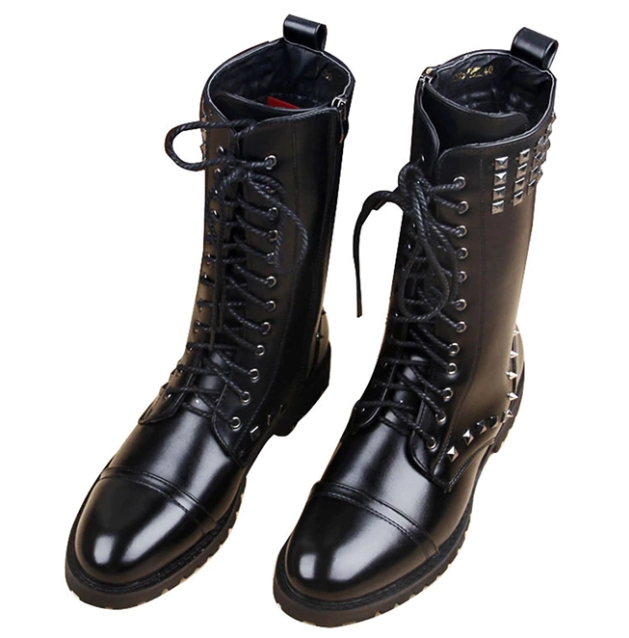 Punk Men's Rivet Studded Microfiber Boots | Stylish Gothic Footwear