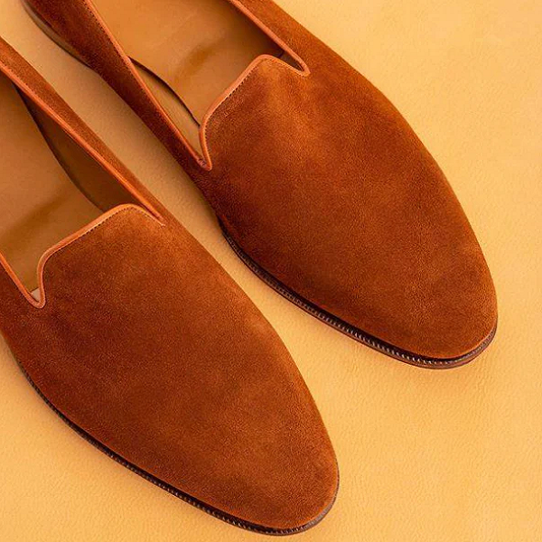 Handmade Men's Brown Suede Leather Penny Loafer Driving Shoes Moccasins